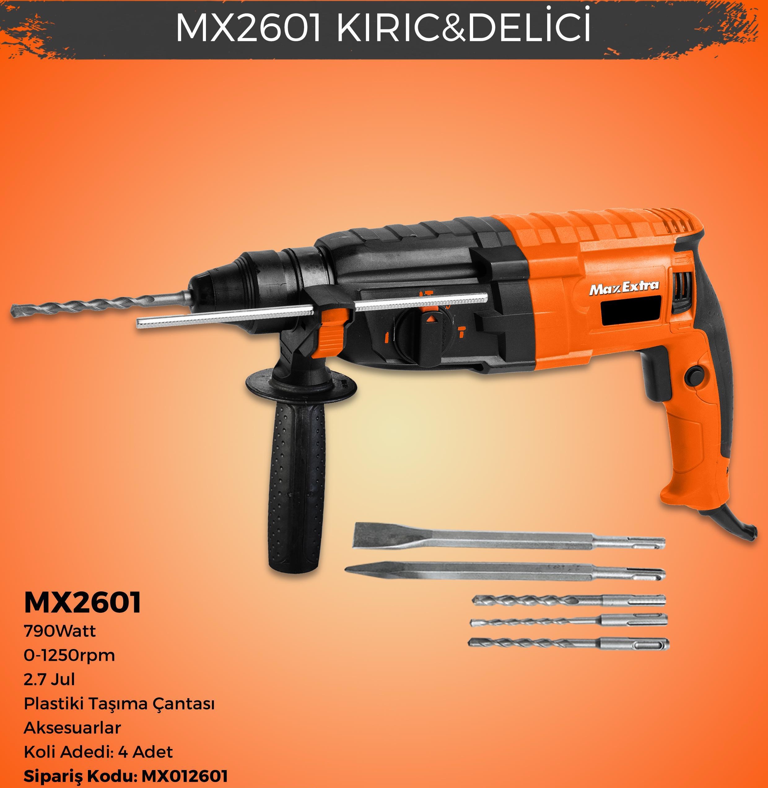 MAX EXTRA MX2601 SDS PLUS KIRICI DELİCİ MATKAP